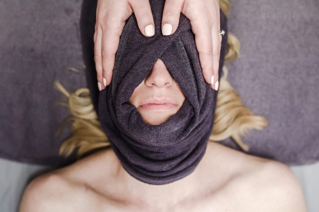 Woman getting a facial