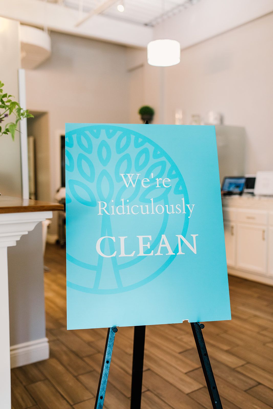 We’re Ridiculously Clean Blue sign says We’re Ridiculously Clean